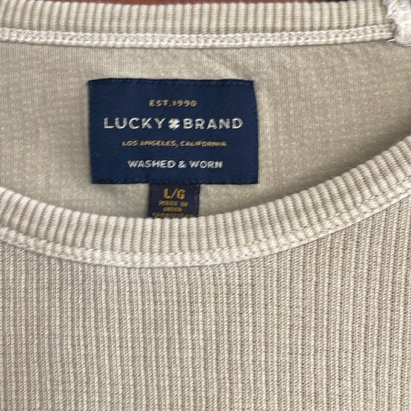 Lucky Brand Washed & Worn Men's ribbed Henley size L - Picture 4 of 6